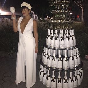Sexy wide leg deep V jumpsuit